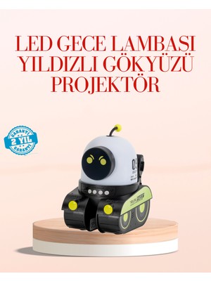 TeknoKapsül Robot Tasarımlı Bluetooth Hoparlörlü Yıldızlı Gökyüzü Projektör
