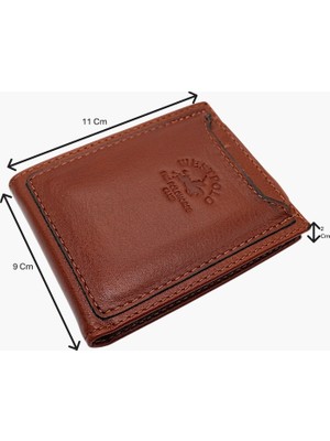 Westpolo Hakiki Deri Kağıt Para ve Ekstra Kartlıklı Erkek Cüzdanı - Taba