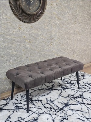 Sevinç Mobilya Siyah Boyalı Sivriltme Ayaklı 90 cm Puf Bench - Puf - Bench - Kasalı Oturak - Oturak - Yatak Ucu Puf