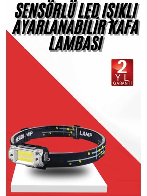 TeknoKapsül Sensörlü Kamp Lambası Ayarlanabilir Kafa Lambası Kafa Bantlı