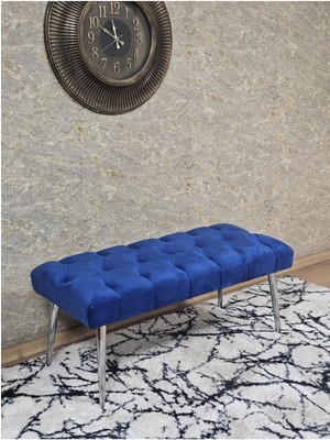 Sevinç Mobilya Krom Kaplama Sivriltme Ayaklı 90 cm Puf Bench - Puf - Bench - Kasalı Oturak - Oturak - Yatak Ucu Puf