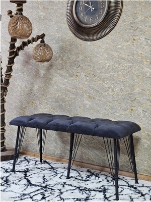 Sevinç Mobilya Metal Siyah Tel Ayaklı 100 cm Puf Bench - Puf - Bench - Oturak - Mutfak Oturağı - Antre Oturağı