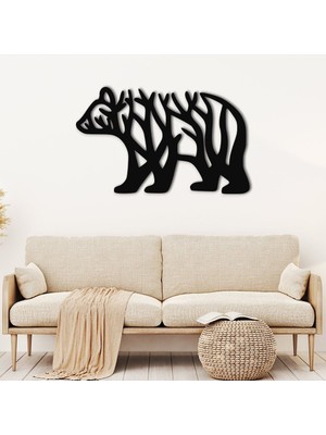 SS Cnc Sscnc Dekoratif Lazer Kesim Doğa Temalı Ayı Duvar Tablosu (40X24 Cm)