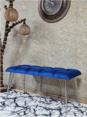 Sevinç Mobilya Metal Krom Tel Ayaklı 100 cm Puf Bench - Puf - Bench - Oturak - Mutfak Oturağı - Antre Oturağı