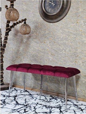 Sevinç Mobilya Metal Krom Tel Ayaklı 100 cm Puf Bench - Puf - Bench - Oturak - Mutfak Oturağı - Antre Oturağı