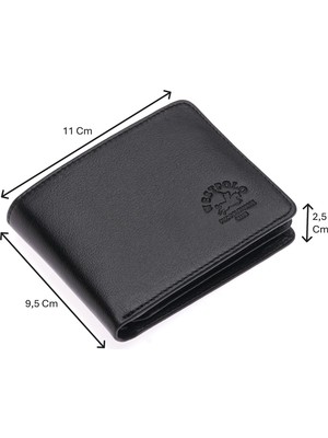 Westpolo Hakiki Deri Kağıt Para ve Bol Kart Bölmeli Erkek Cüzdanı - Siyah