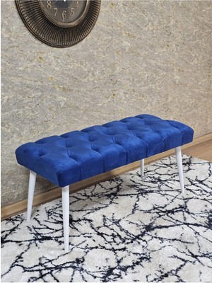 Sevinç Mobilya Beyaz Boyalı Sivriltme Ayaklı 90 cm Puf Bench - Puf - Bench - Kasalı Oturak - Oturak - Yatak Ucu Puf