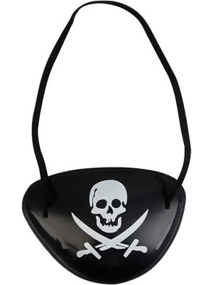 TeknoKapsül Siyah Renk Kuru Kafa Baskılı Plastik Korsan Göz Maskesi Korsan Göz Bandı