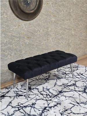 Sevinç Mobilya Krom Kaplama Sivriltme Ayaklı 90 cm Puf Bench - Puf - Bench - Kasalı Oturak - Oturak - Yatak Ucu Puf