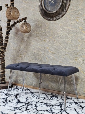 Sevinç Mobilya Metal Krom Tel Ayaklı 100 cm Puf Bench - Puf - Bench - Oturak - Mutfak Oturağı - Antre Oturağı