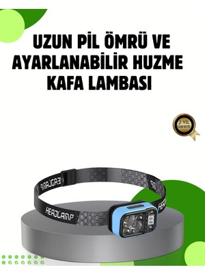 TeknoKapsül 53 Modlu Süper Parlak LED Kafa Lambası Type C Şarjlı Güç Göstergeli