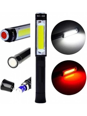 TeknoKapsül Ps-Q5 Pilli Mıknatıslı Cob LED Çalışma Tamir Kırmızı Işık El Feneri