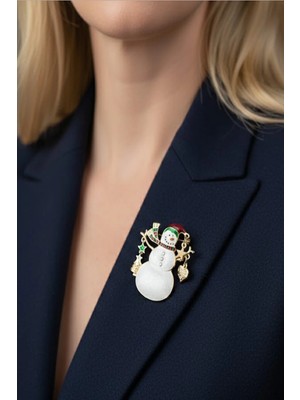 Caş Dekorasyon Karışık Renk Kardan Adam Model Broş