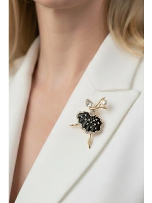 Caş Dekorasyon Karışık Renk Balerin Model Taşlı Broş