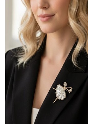 Caş Dekorasyon Karışık Renk Balerin Model Taşlı Broş