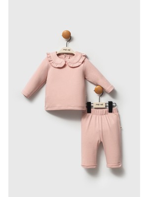 Moi Noi Premium Fırfırlı Bebe Yaka Ikili Takım - Pudra
