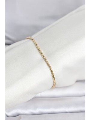 14K Gold Renk Burgulu Zincir Model Kadın Bileklik