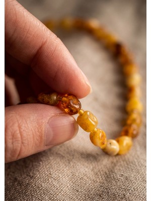 MMİF Damla Kehribar Kolye Barok Kesim Doğal Kehribar Taş Opak Doku Unisex 67 Cm, Mmif