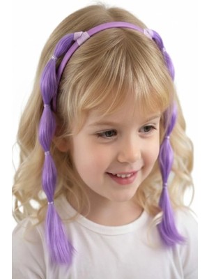 Caş Dekorasyon Mor Renk Saçlı Çocuk Taç