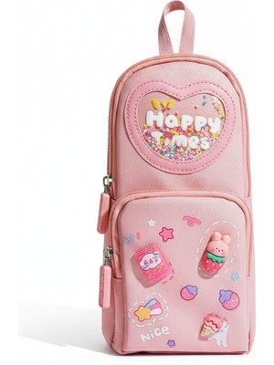 Gökyüzü Işığı Küçük Kız Çocuk Kalem ve Okul Çantası - 3 Bölmeli 6 Hücreli Kalemlik