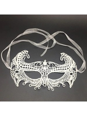 EkoAlışverişDünyam Beyaz Renk Dantel Kesim Balo Maskesi