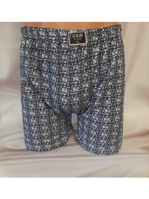 Shine Elagance Lacivert Desenli %100 Pamuk Erkek Rahat Kullanışlı Boxer
