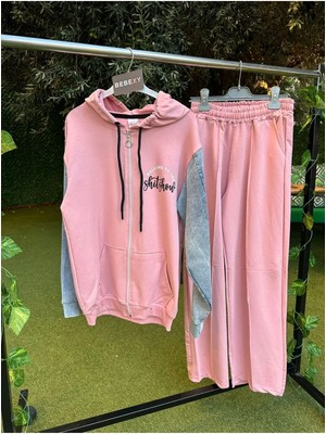 GMG Collection Baby Genç Kız Kol Jean  Detaylı Alt Üst Pembe Eşofman Takım