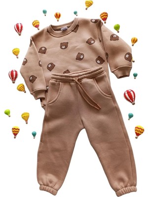 GMG Collection Baby Bears Ayıcıklı 2'li Alt Üst Kalın Kışlık Eşofman Takımı Kız Bebek Kız Çocuk