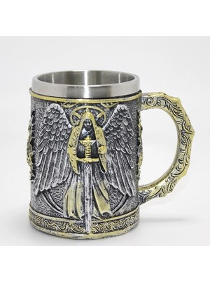 Mulvxkrg KRG02 Savaşçı Melek Kanatlı 3D Kabartmalı Paslanmaz Çelik Kupa ALK4384 (Mulvix)