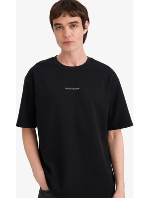 Defacto Baskılı Siyah Erkek T-Shirt D5871AX/BK81