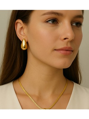 1.sınıf Çelik  Kararma Yapmaz Göz Yaşı Damlası Küpe(Kolye Fiyata Dahil Değildir.)