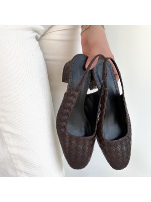 SEPET365 Dier Kahverengi Cilt Topuklu Ayakkabı