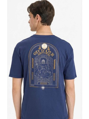 Defacto Baskılı Lacivert Erkek T-Shirt F8026AX/NV241