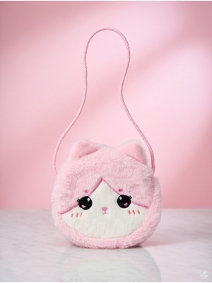 Mollycrush Kız Çocuk Kedi Figürlü Peluş Çanta – Gri Kawaii Omuz Çantası
