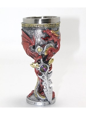 Mulvxkrg KRG02 Ejderha ve Kılıç Temalı 3D Kabartmalı Çelik Kadeh Bardak ALK4373 (Mulvix)