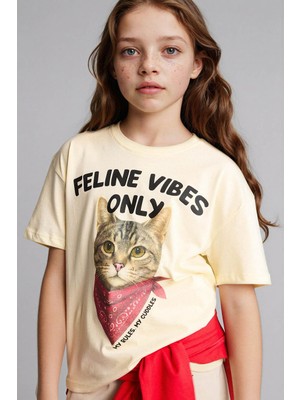 Defacto Baskılı Sarı Kız Çocuk T-Shirt G1767A8/YL521