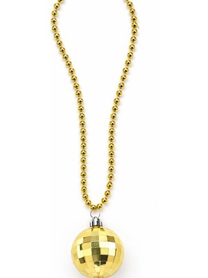 Pileli Store Retro Disko Topu Şekilli 80'ler 90'lar Altın Renk Plastik Kolye