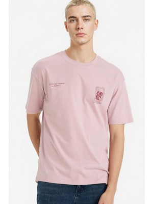 Defacto Boxy Fit Gül Kurusu Erkek T-Shirt F9926AX/BR503