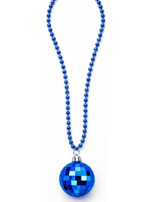 Pileli Store Retro Disko Topu Şekilli 80'ler 90'lar Mavi Renk Plastik Kolye