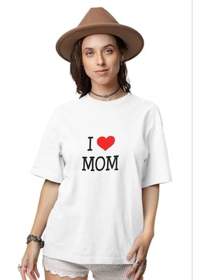 Giyim Center Kadın Bisiklet Yaka Baskılı Oversize Kısa Kol  T-Shirt - Beyaz