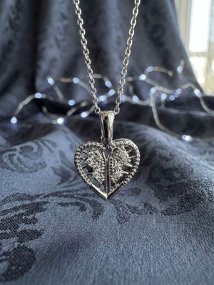 Meneva Aksesuar Açılabilir Kanatlı Gümüş Silver Renk Çelik Kalp Kolye