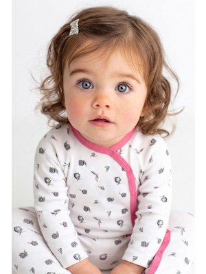 %100 Pamuklu Kruvaze Yaka Çıtçıtlı Bebek Tulumu