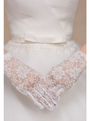 EkoAlışverişDünyam Beyaz Renk Kısa Dantelli Eldiven