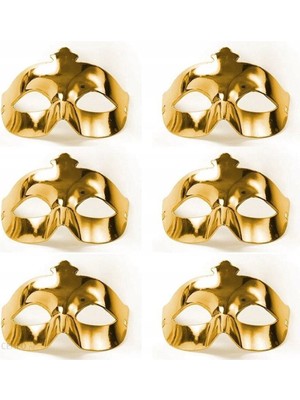 EkoAlışverişDünyam Altın Metalize Renk Düz Balo Parti Maskesi