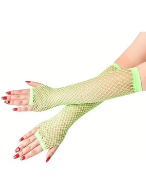 EkoAlışverişDünyam Retro Neon Yeşil File Parmaksız Eldiven 26 cm