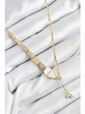 Azrlya Pirinç Yılan Model Gold Renk Asansörlü Kadın Kolye - TJ-BKO10552