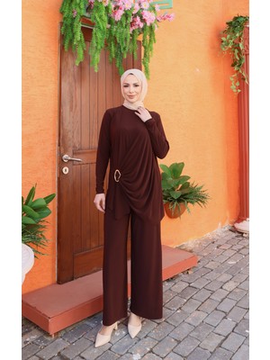 Nisum Moda Yanı Tokalı Sandy Pantolonlu Takım