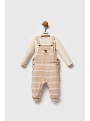 Moi Noi Premium "my Bear" Temalı Ikili Salopet Set - Bej & Krem