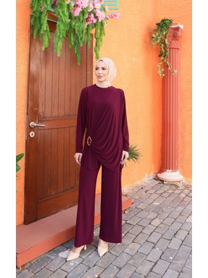 Nisum Moda Yanı Tokalı Sandy Pantolonlu Takım