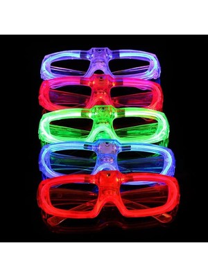 Azrlya LED Işıklı Glow Pilli Parti Gözlüğü - Glow Efektli 6 Adet 5 Renk